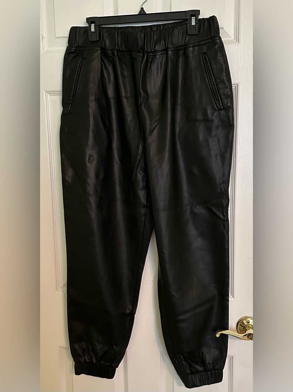 NWOT INC FAUX LEATHER JOGGERS (Black)